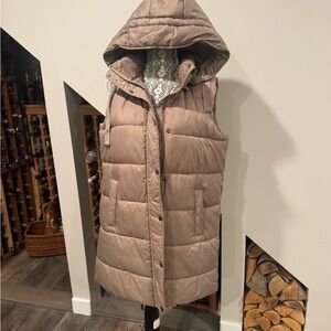 Weatherproof Women's Beige Hooded Puffer Vest